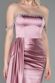 Powder Color Long Satin Evening Dress ABU2618
