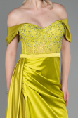 Pistachio Green Long Satin Evening Dress ABU2087