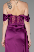 Plum Long Satin Evening Dress ABU2087