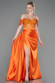 Orange Long Satin Evening Dress ABU2087