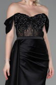 Long Black Satin Evening Dress ABU2087