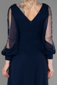 Long Navy Blue Chiffon Evening Dress ABU3220
