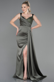 Long Olive Drab Satin Evening Dress ABU3235