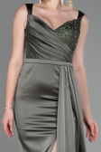 Long Olive Drab Satin Evening Dress ABU3235