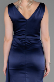 Long Navy Blue Satin Evening Dress ABU3235