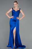 Long Sax Blue Satin Evening Dress ABU3235