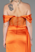 Orange Long Satin Evening Dress ABU2087