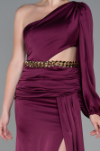 Plum Long Satin Prom Gown ABU2625