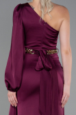 Plum Long Satin Prom Gown ABU2625