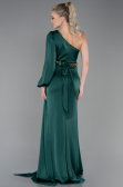 Long Emerald Green Satin Prom Gown ABU2625