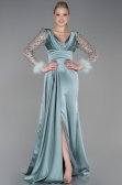 Mint Long Satin Evening Dress ABU3080