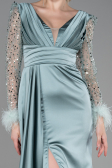 Mint Long Satin Evening Dress ABU3080