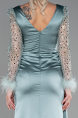 Mint Long Satin Evening Dress ABU3080