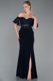 Long Navy Blue Dantelle Mermaid Prom Dress ABU2581