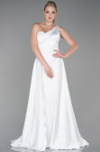 Long White Satin Evening Dress ABU2933