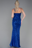Long Sax Blue Scaly Evening Dress ABU3246