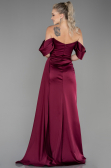 Cherry Colored Long Satin Evening Dress ABU2661