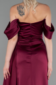Cherry Colored Long Satin Evening Dress ABU2661