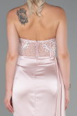 Powder Color Long Satin Evening Dress ABU2127