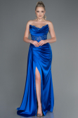 Long Sax Blue Satin Evening Dress ABU2127