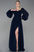 Long Navy Blue Chiffon Evening Dress ABU3243