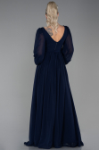Long Navy Blue Chiffon Evening Dress ABU3243