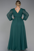 Long Emerald Green Chiffon Plus Size Evening Dress ABU3254