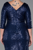 Long Navy Blue Scaly Plus Size Evening Dress ABU3258
