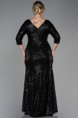 Long Black Scaly Plus Size Evening Dress ABU3258