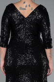 Long Black Scaly Plus Size Evening Dress ABU3258