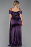 Dark Purple Long Satin Plus Size Evening Dress ABU2855