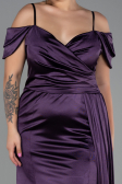 Dark Purple Long Satin Plus Size Evening Dress ABU2855