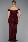 Long Burgundy Scaly Plus Size Evening Dress ABU3203