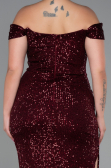 Long Burgundy Scaly Plus Size Evening Dress ABU3203