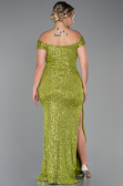 Long Pistachio Green Scaly Plus Size Evening Dress ABU3203