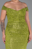 Long Pistachio Green Scaly Plus Size Evening Dress ABU3203