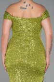 Long Pistachio Green Scaly Plus Size Evening Dress ABU3203