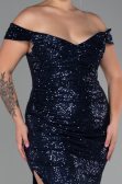 Long Navy Blue Scaly Plus Size Evening Dress ABU3203