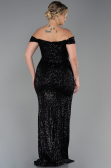 Long Black Scaly Plus Size Evening Dress ABU3203