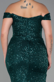 Long Emerald Green Scaly Plus Size Evening Dress ABU3203