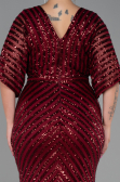 Long Burgundy Plus Size Evening Dress ABU900