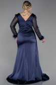 Long Navy Blue Plus Size Evening Dress ABU3237