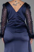Long Navy Blue Plus Size Evening Dress ABU3237