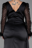 Long Black Plus Size Evening Dress ABU3237