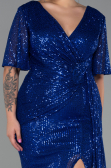 Sax Blue Long Scaly Plus Size Evening Dress ABU2796