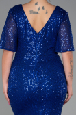 Sax Blue Long Scaly Plus Size Evening Dress ABU2796