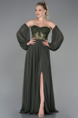 Long Olive Drab Chiffon Evening Dress ABU3265