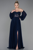Long Navy Blue Chiffon Evening Dress ABU3265