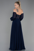 Long Navy Blue Chiffon Evening Dress ABU3265
