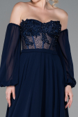 Long Navy Blue Chiffon Evening Dress ABU3265